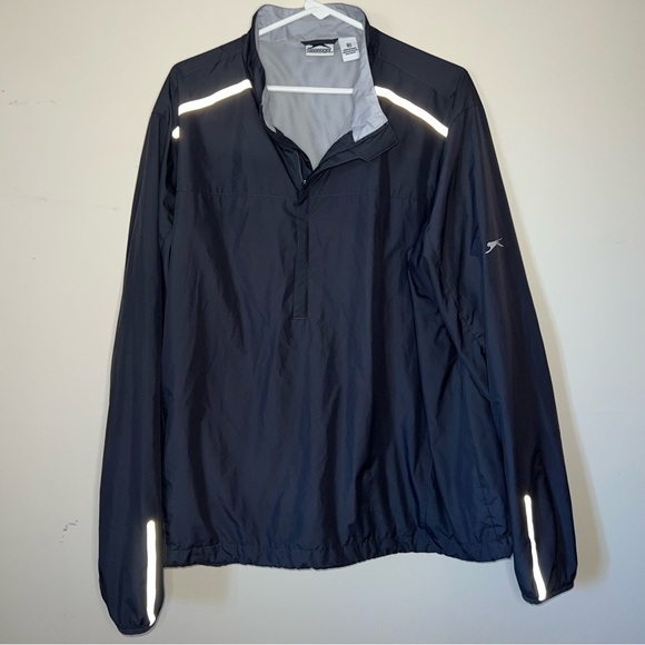 Slazenger Men's Golf Windbreaker Pullover Jacket Long Sleeve Graphite/Black XL - Picture 9 of 9